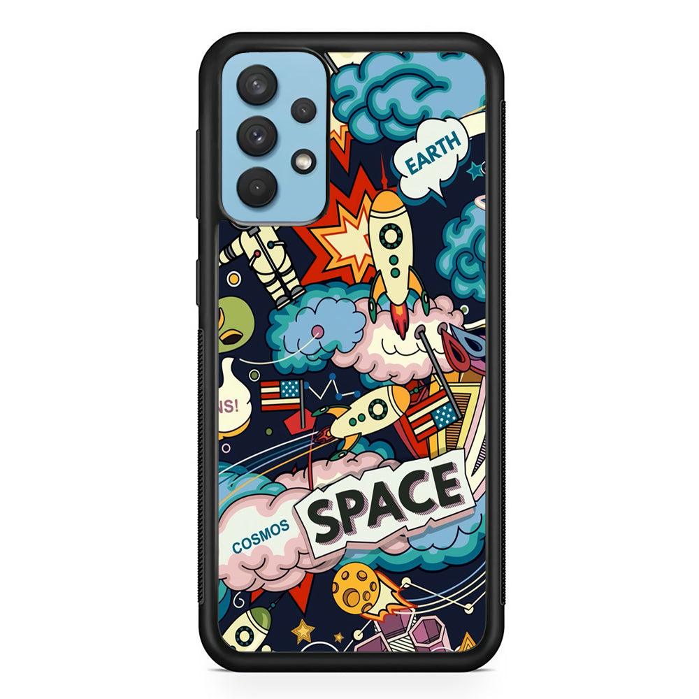 Astronaut Transformation at Space Samsung Galaxy A32 Case-Rubber Black (2D Case)-Oxvistore