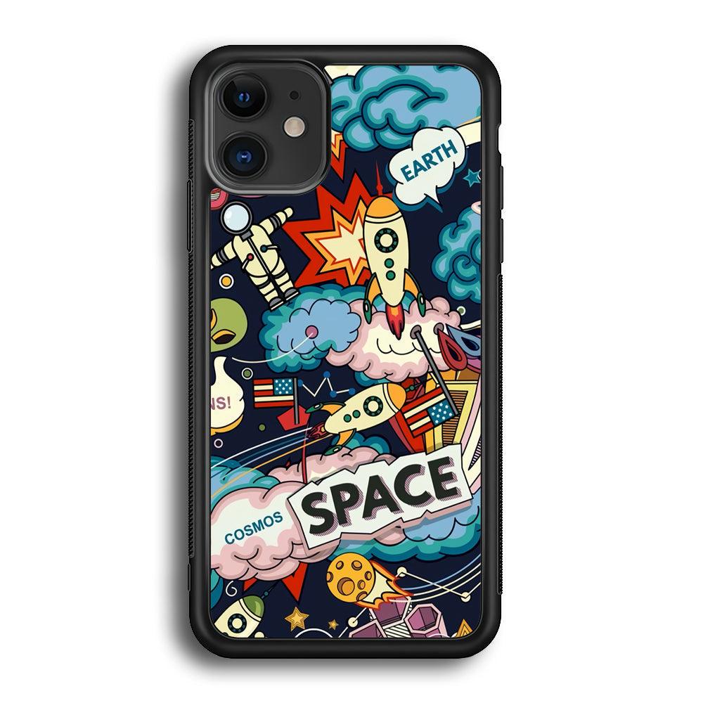 Astronaut Transformation at Space iPhone 11 Case-Rubber Black (2D Case)-Oxvistore
