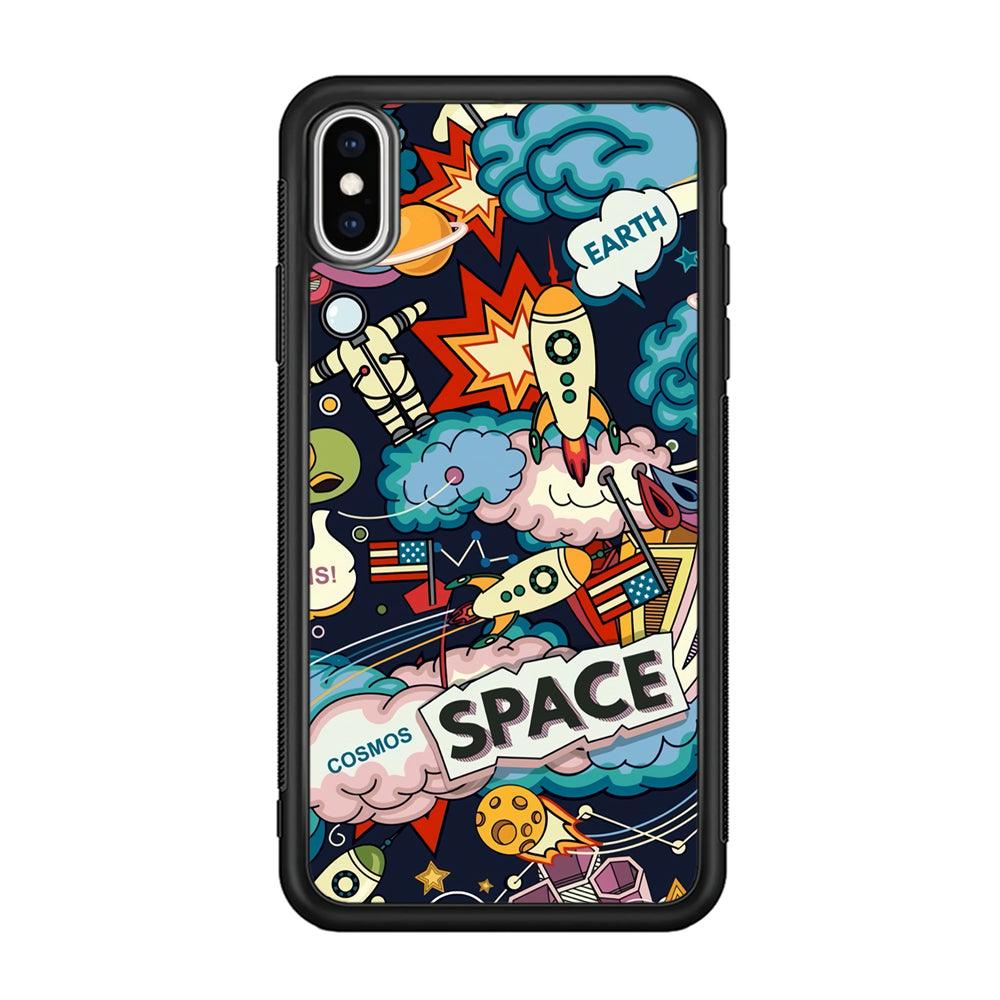 Astronaut Transformation at Space iPhone Xs Max Case-Rubber Black (2D Case)-Oxvistore