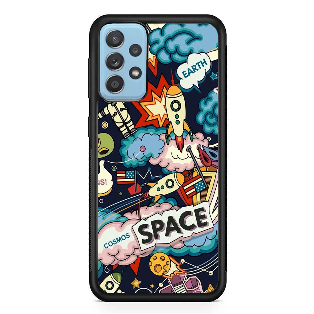 Astronaut Transformation at Space Samsung Galaxy A52 Case-Rubber Black (2D Case)-Oxvistore