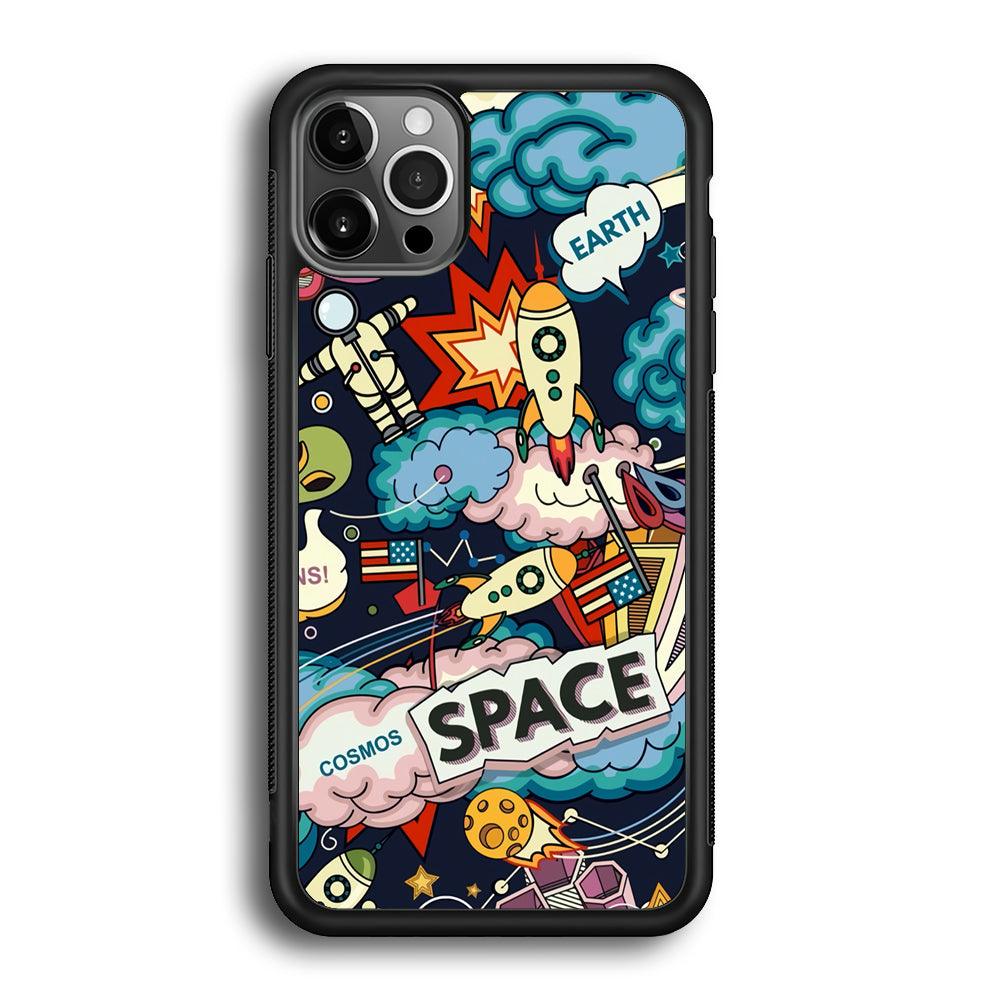 Astronaut Transformation at Space iPhone 12 Pro Case-Rubber Black (2D Case)-Oxvistore