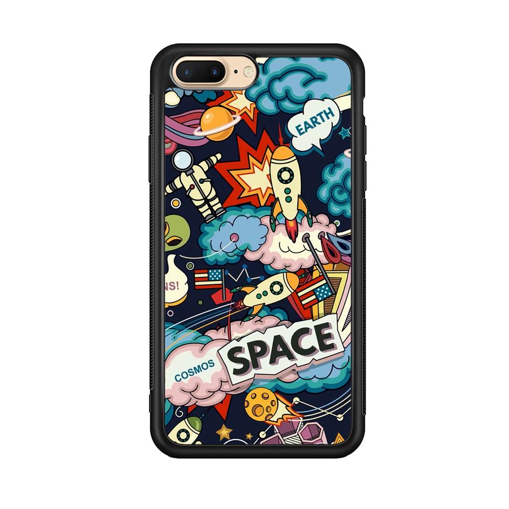 Astronaut Transformation at Space iPhone 8 Plus Case-Rubber Black (2D Case)-Oxvistore