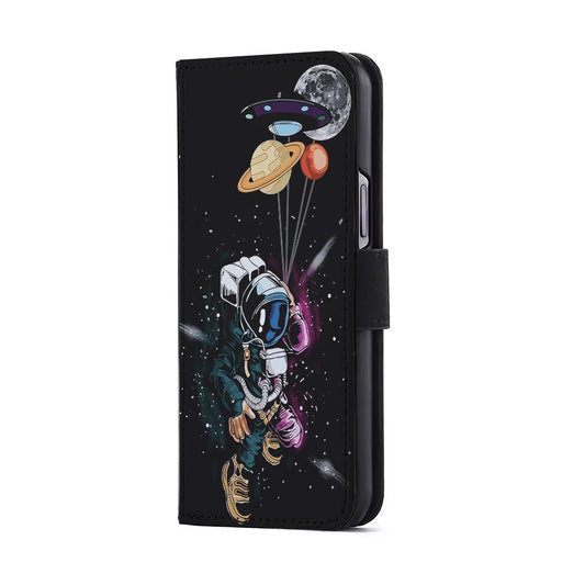 Astronaut UFO Balloon Outer Space Flip Wallet Phone Case-Oxvistore