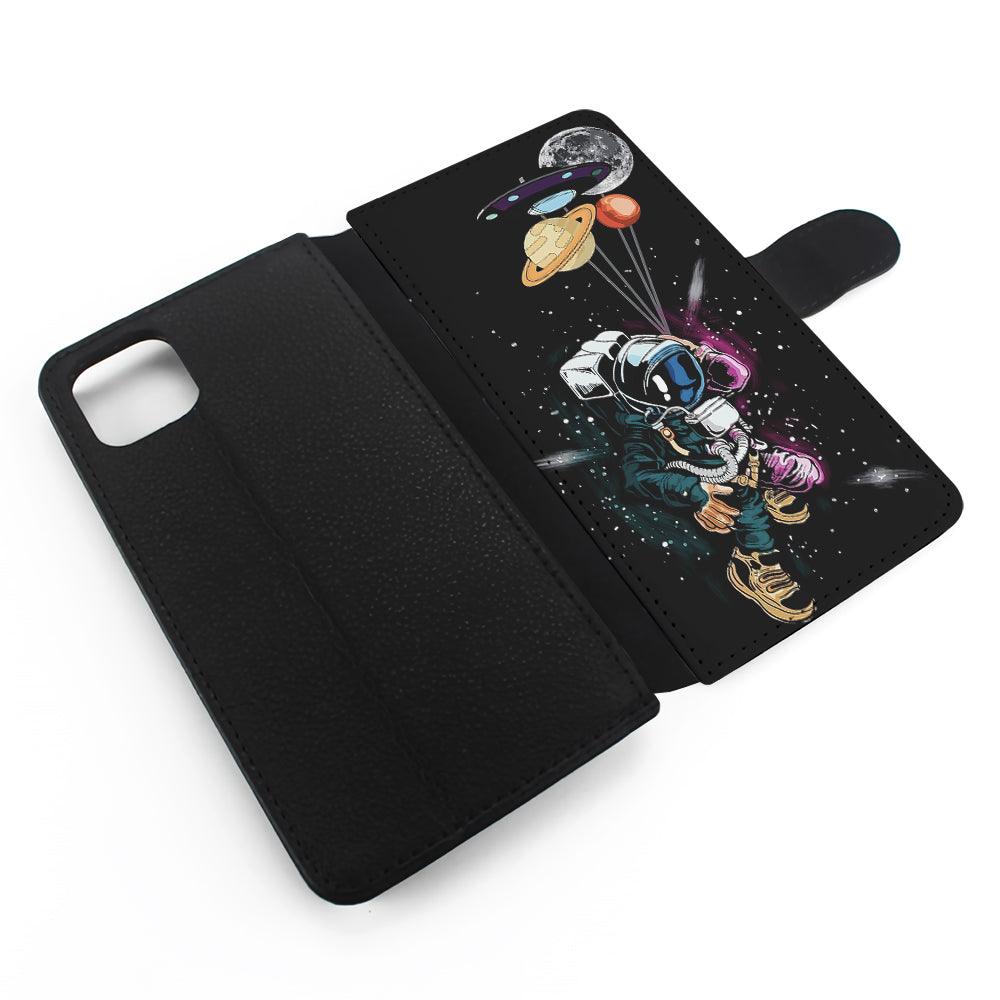 Astronaut UFO Balloon Outer Space Flip Wallet Phone Case-Oxvistore