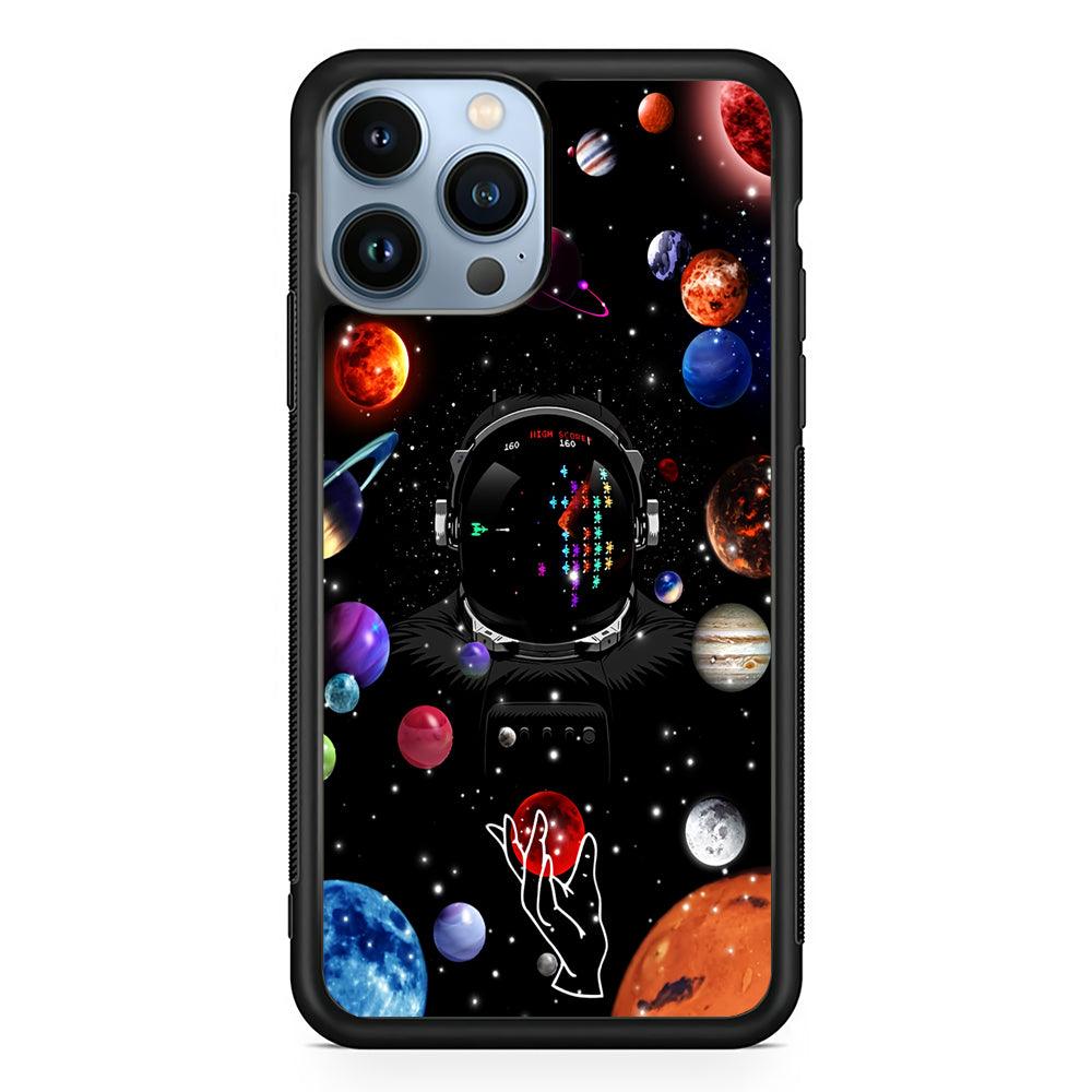 Astronaut Vintage Space Game 2D Rubber Phone Case-Black-Oxvistore