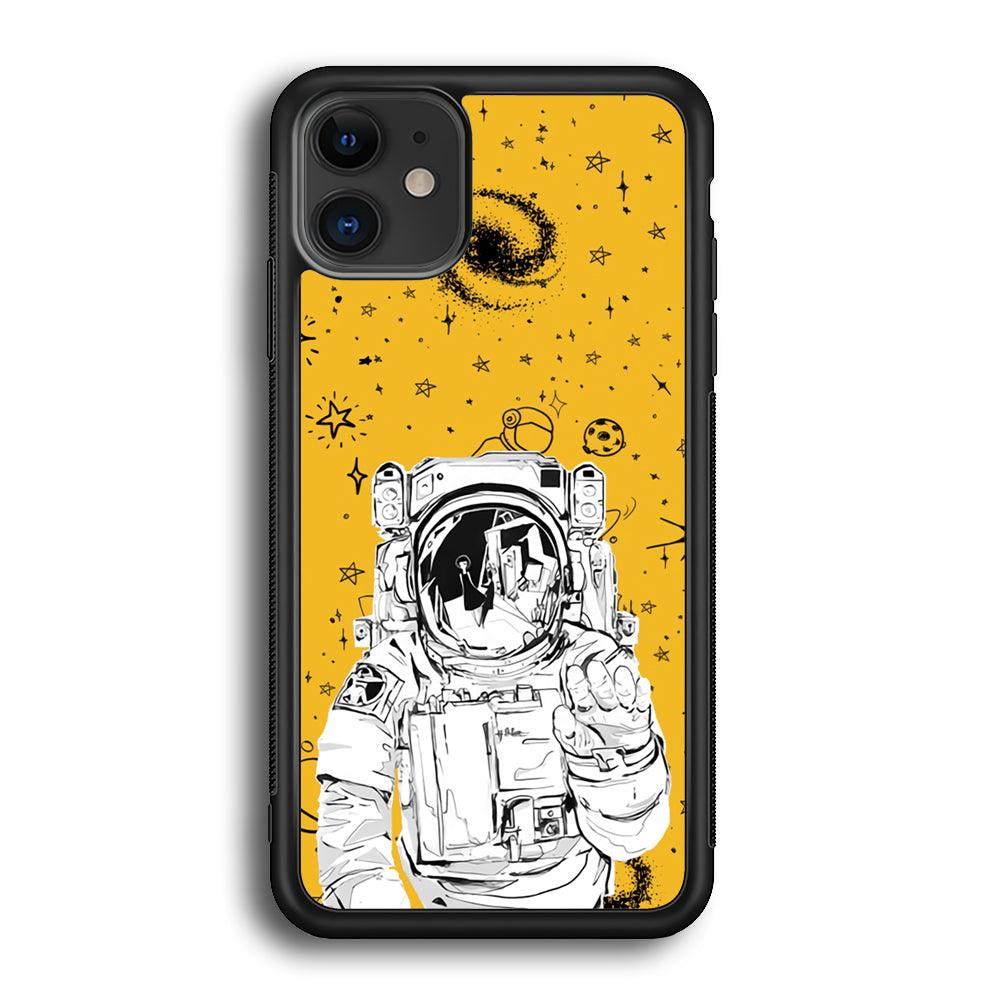 Astronaut Farewell iPhone 11 Case-Rubber Black (2D Case)-Oxvistore
