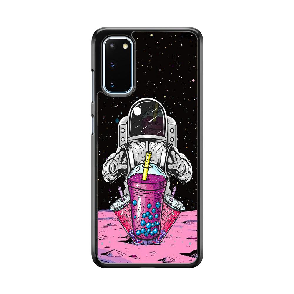 Astronaut and Magic Bubble Ice Samsung Galaxy S20 Case-Rubber Black (2D Case)-Oxvistore