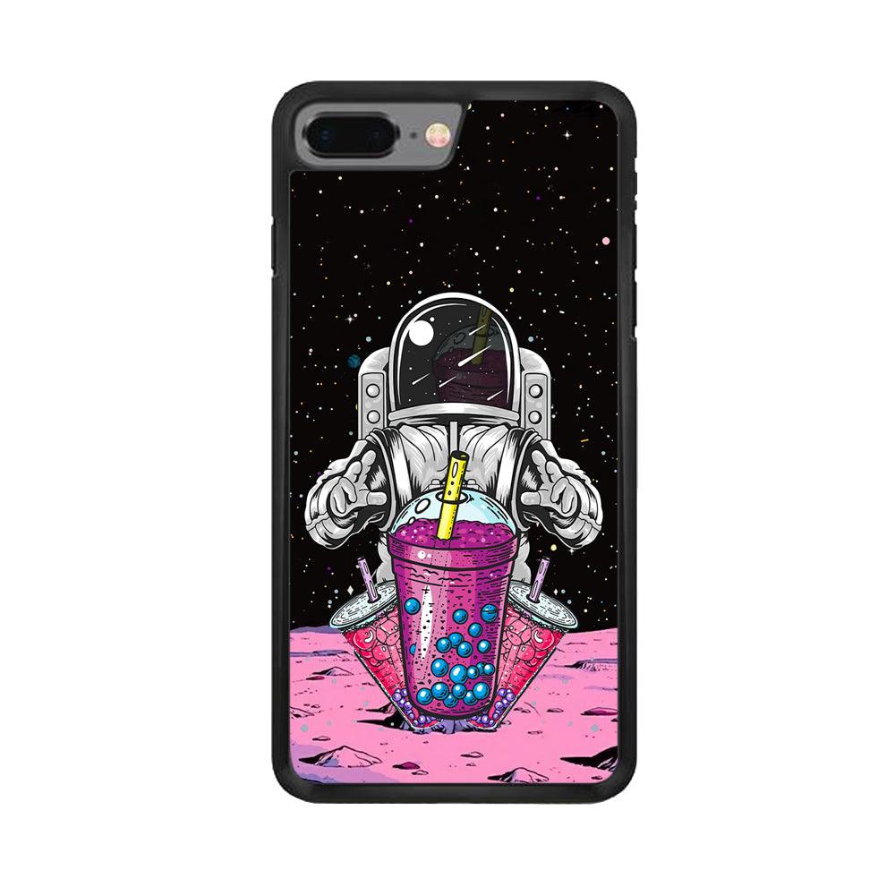Astronaut and Magic Bubble Ice iPhone 8 Plus Case-Rubber Black (2D Case)-Oxvistore