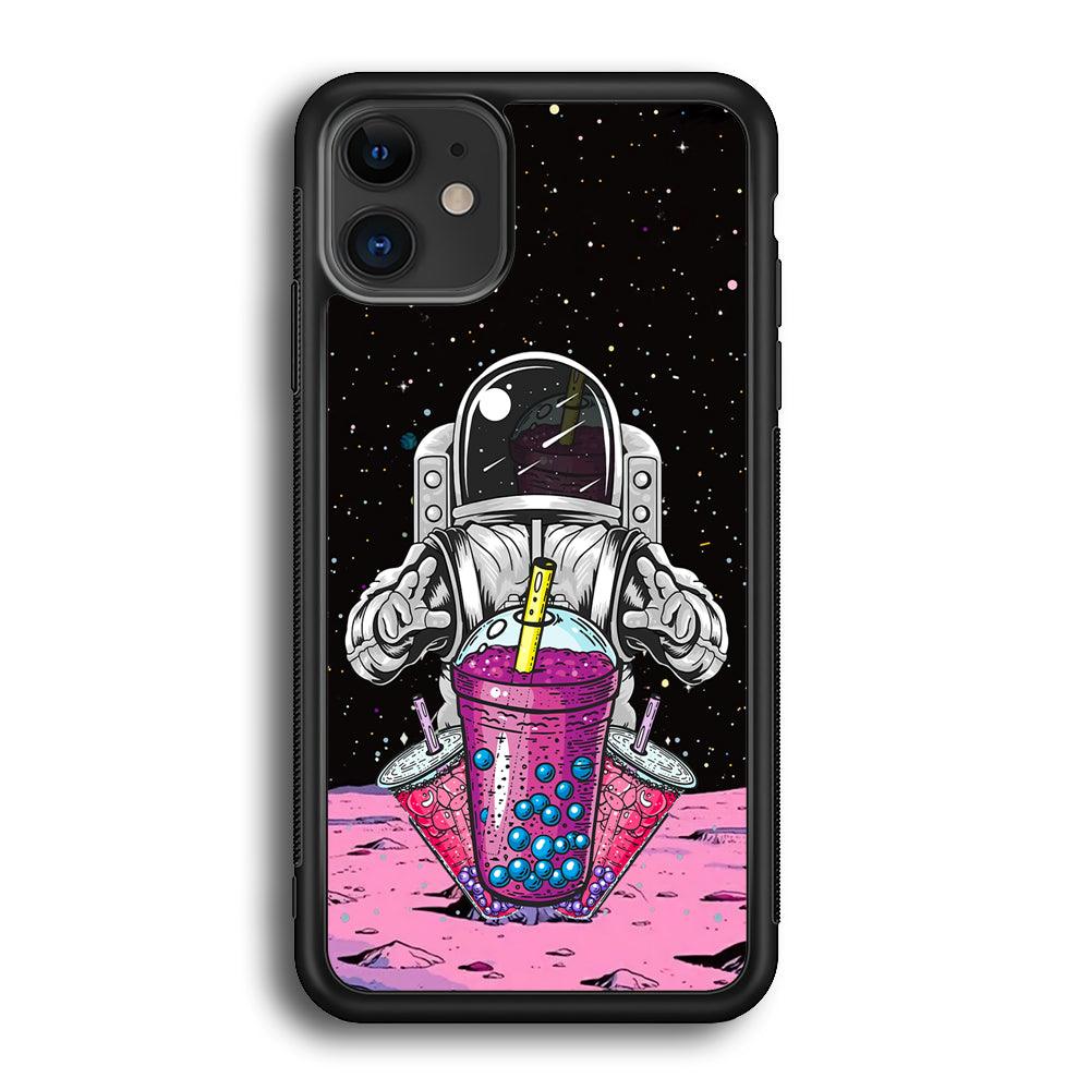 Astronaut and Magic Bubble Ice iPhone 12 Case-Rubber Black (2D Case)-Oxvistore