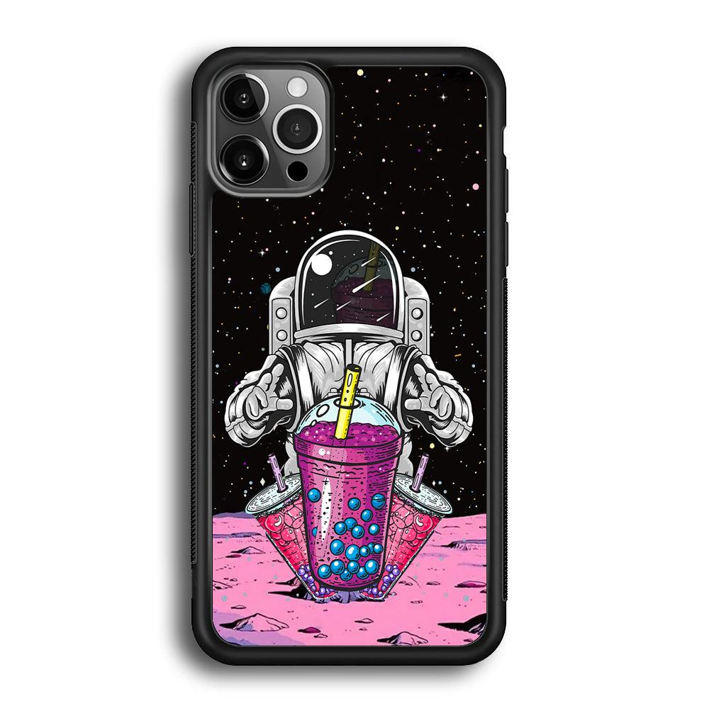 Astronaut and Magic Bubble Ice iPhone 12 Pro Case-Rubber Black (2D Case)-Oxvistore