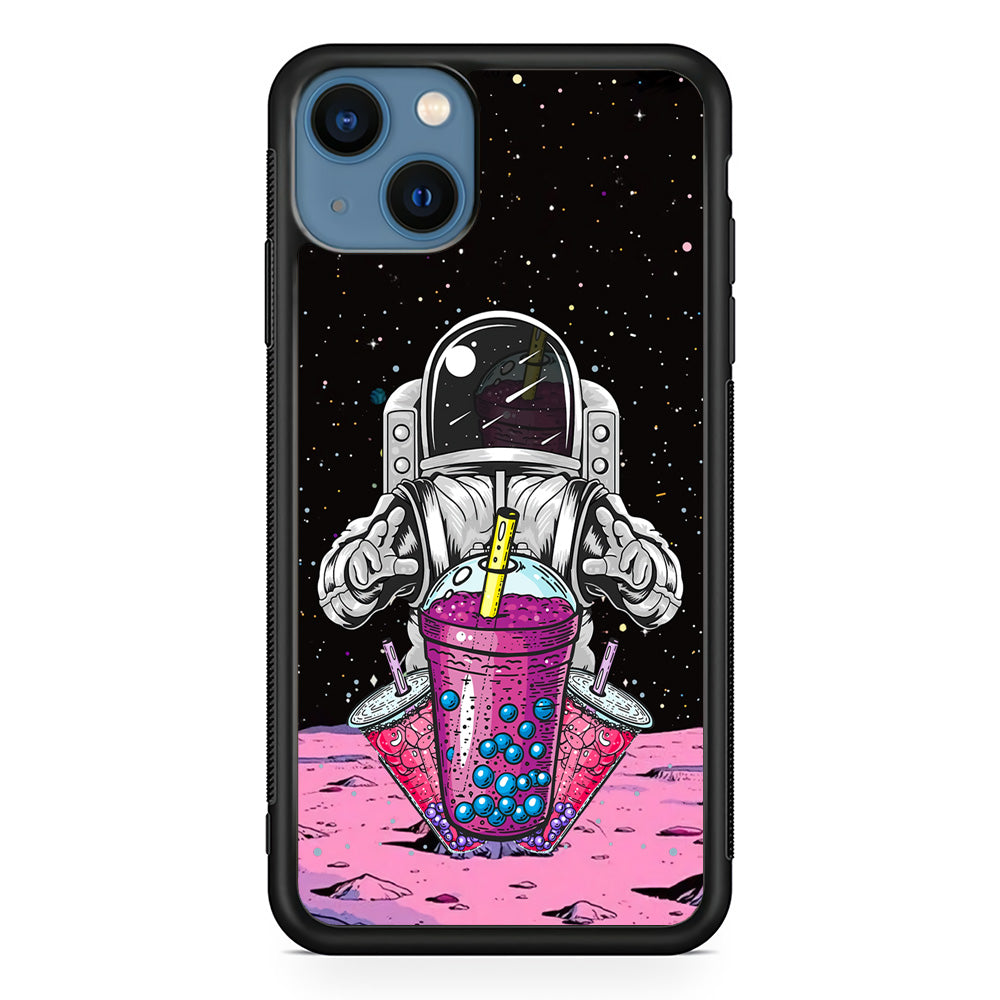 Astronaut and Magic Bubble Ice iPhone 13 Case-Rubber Black (2D Case)-Oxvistore