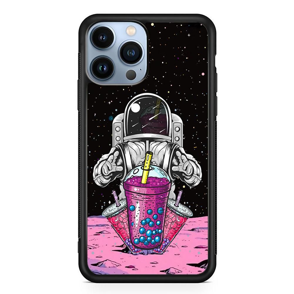 Astronaut and Magic Bubble Ice iPhone 14 Pro Max Case-Rubber Black (2D Case)-Oxvistore