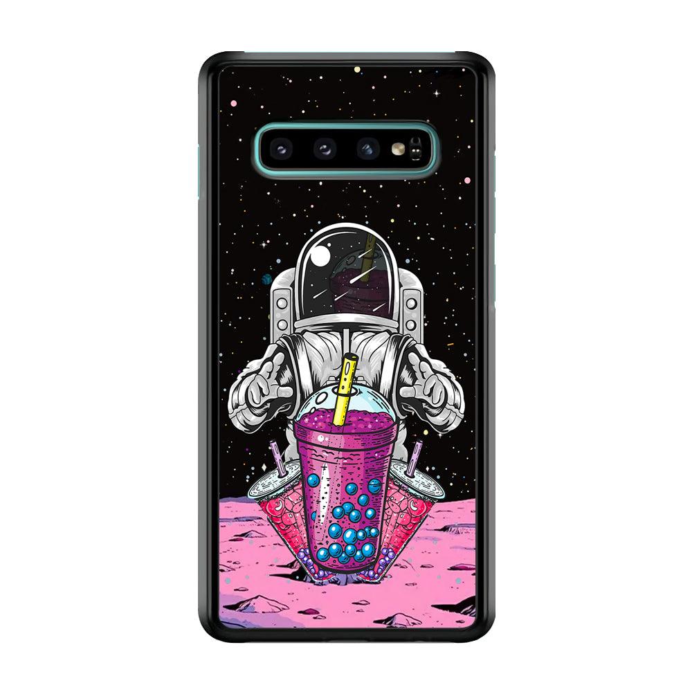 Astronaut and Magic Bubble Ice Samsung Galaxy S10 Case-Rubber Black (2D Case)-Oxvistore