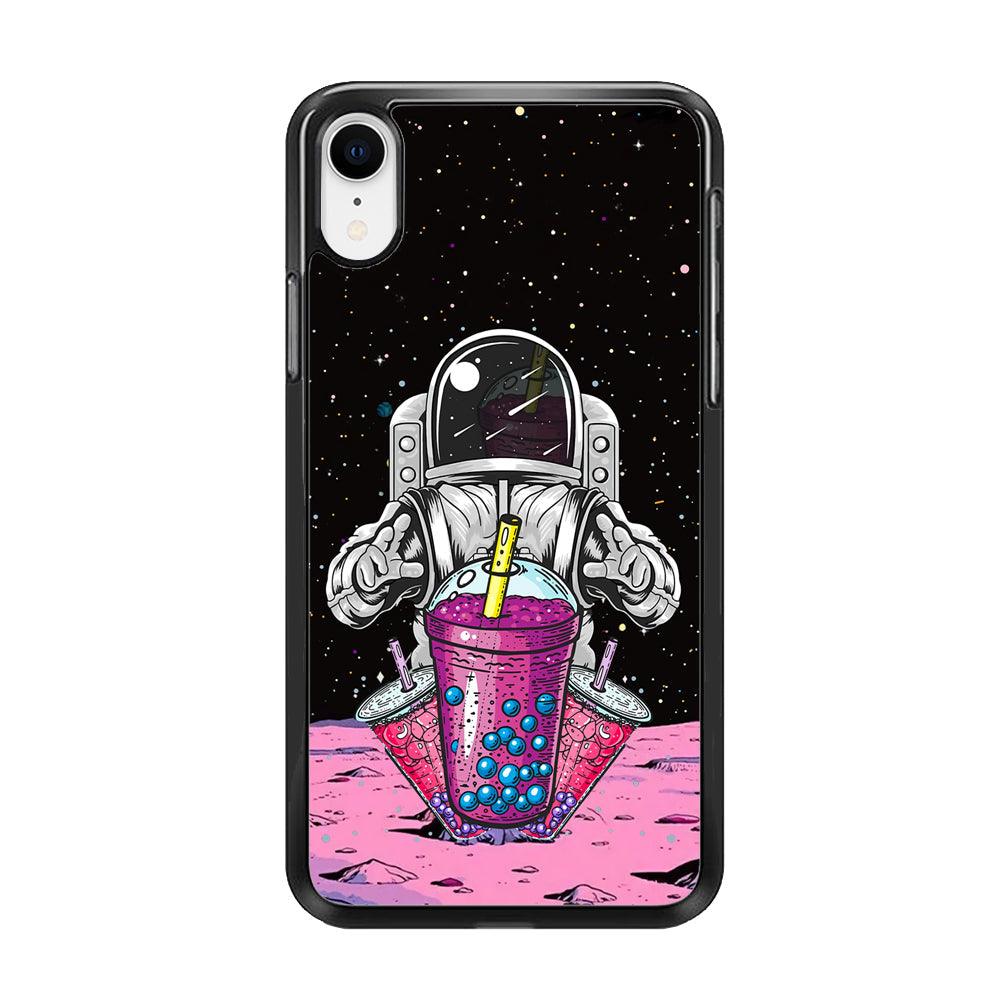 Astronaut and Magic Bubble Ice iPhone XR Case-Rubber Black (2D Case)-Oxvistore