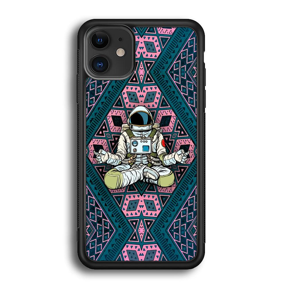 Astronauts Aura of Meditation iPhone 11 Case-Rubber Black (2D Case)-Oxvistore