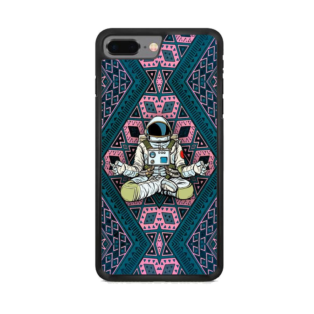 Astronauts Aura of Meditation iPhone 7 Plus Case-Rubber White (2D Case)-Oxvistore
