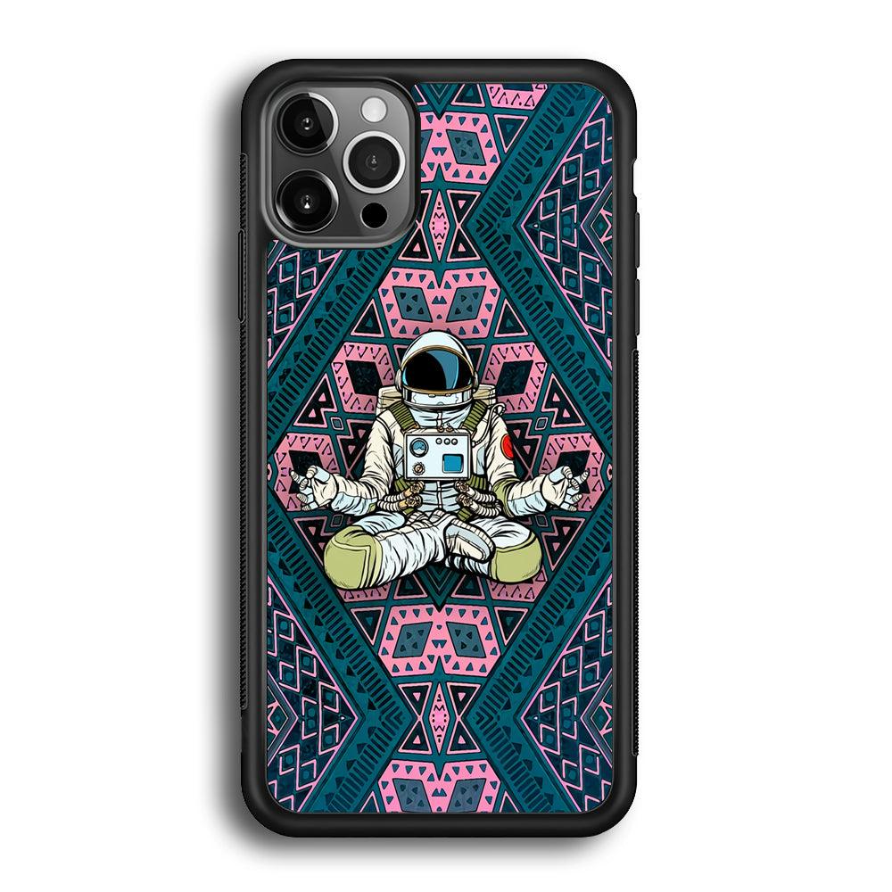 Astronauts Aura of Meditation iPhone 12 Pro Case-Rubber Black (2D Case)-Oxvistore