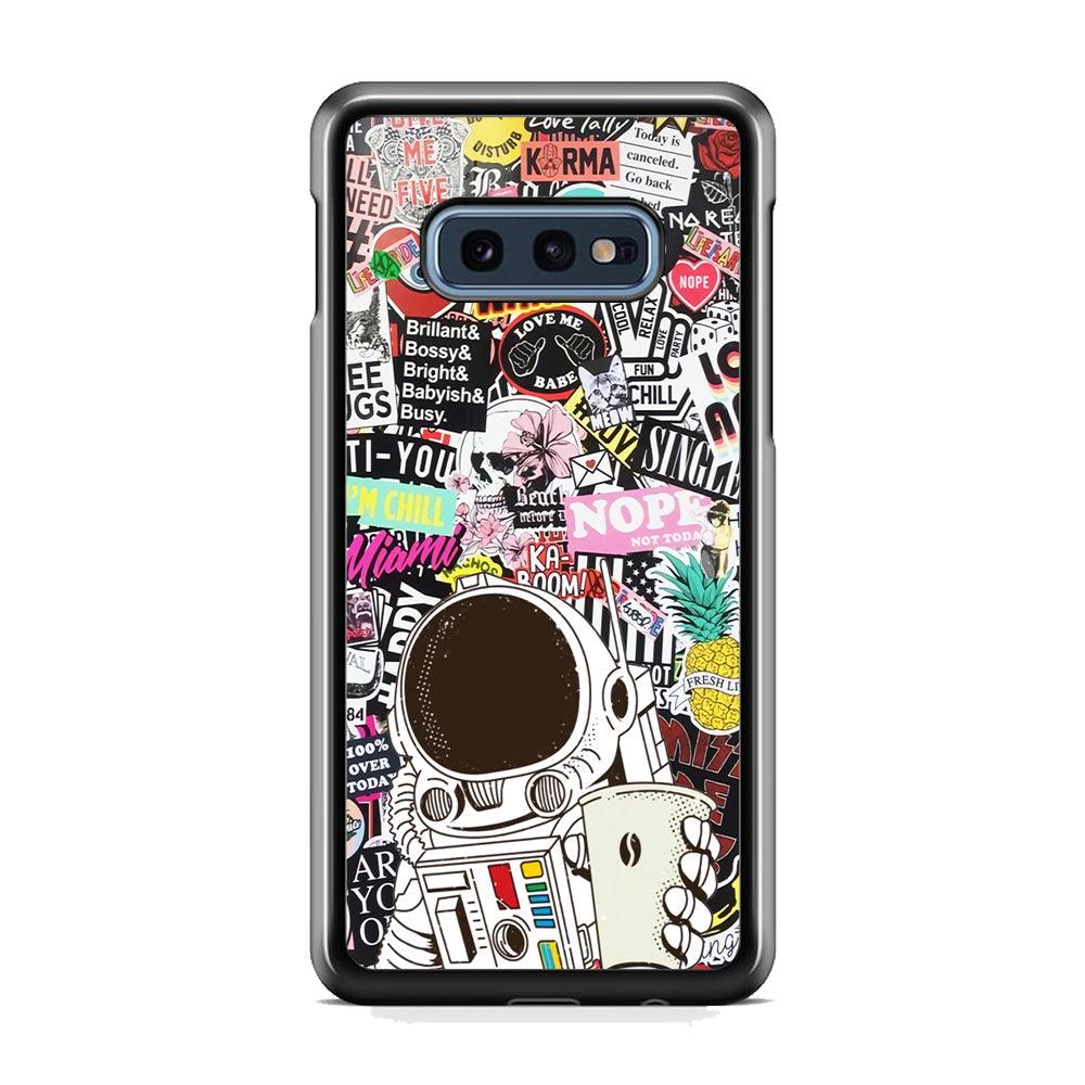 Astronauts Coffee Cheers Samsung Galaxy S10E Case-Rubber Black (2D Case)-Oxvistore