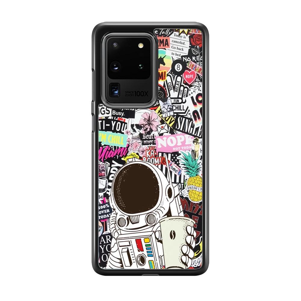 Astronauts Coffee Cheers Samsung Galaxy S20 Ultra Case-Rubber Black (2D Case)-Oxvistore
