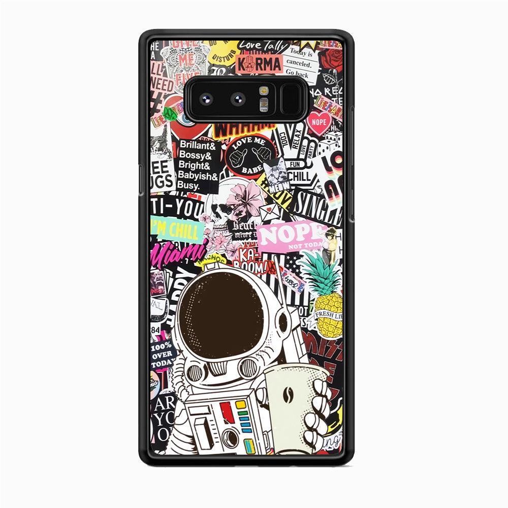 Astronauts Coffee Cheers Samsung Galaxy Note 8 Case-Rubber Black (2D Case)-Oxvistore