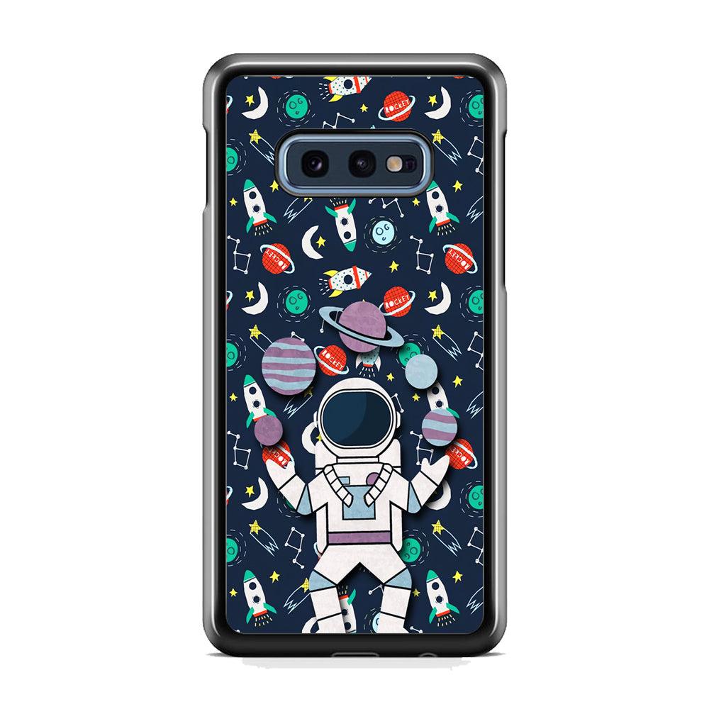 Astronauts Energy in Space Samsung Galaxy S10E Case-Rubber White (2D Case)-Oxvistore