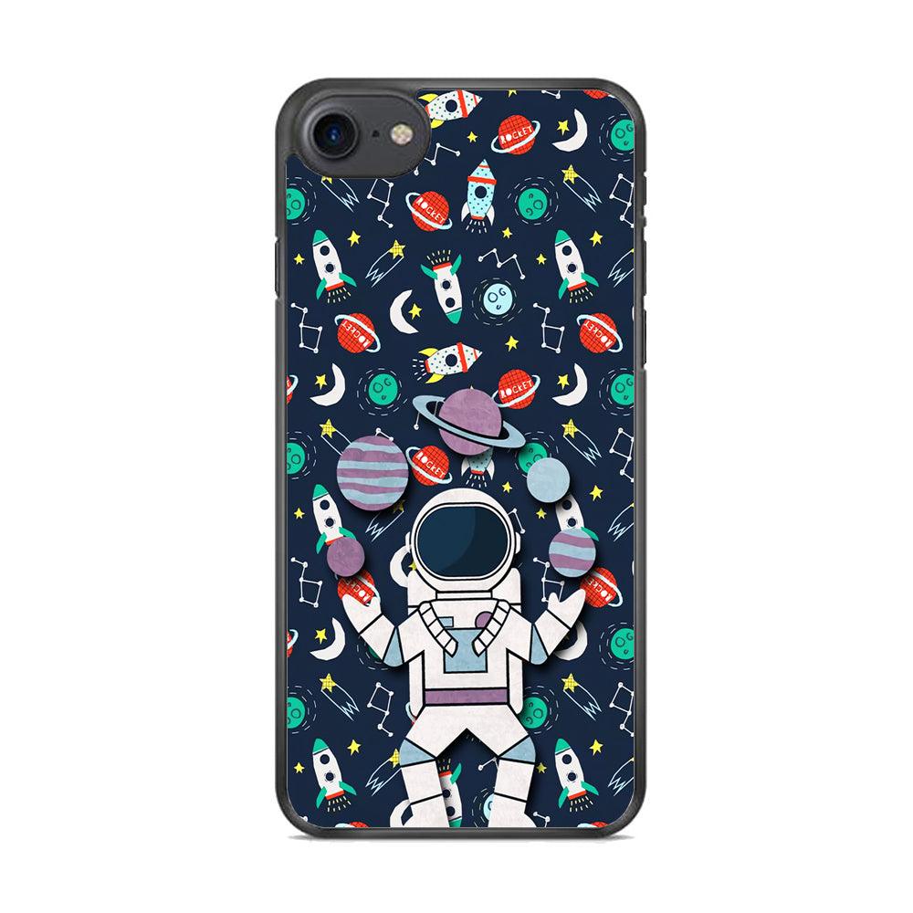 Astronauts Energy in Space iPhone 8 Case-Rubber Black (2D Case)-Oxvistore