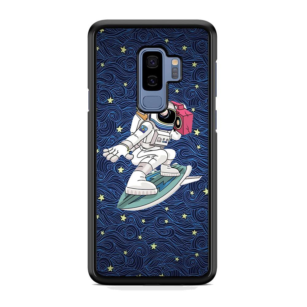 Astronauts Surf Between The Stars Samsung Galaxy S9 Plus Case-Rubber Black (2D Case)-Oxvistore