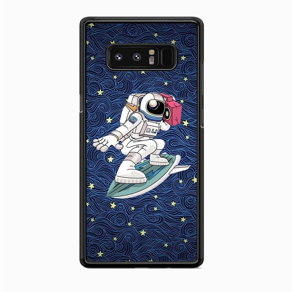 Astronauts Surf Between The Stars Samsung Galaxy Note 8 Case-Rubber Black (2D Case)-Oxvistore