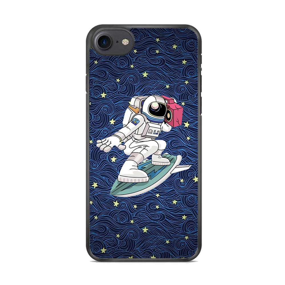 Astronauts Surf Between The Stars iPhone 7 Case-Rubber Black (2D Case)-Oxvistore