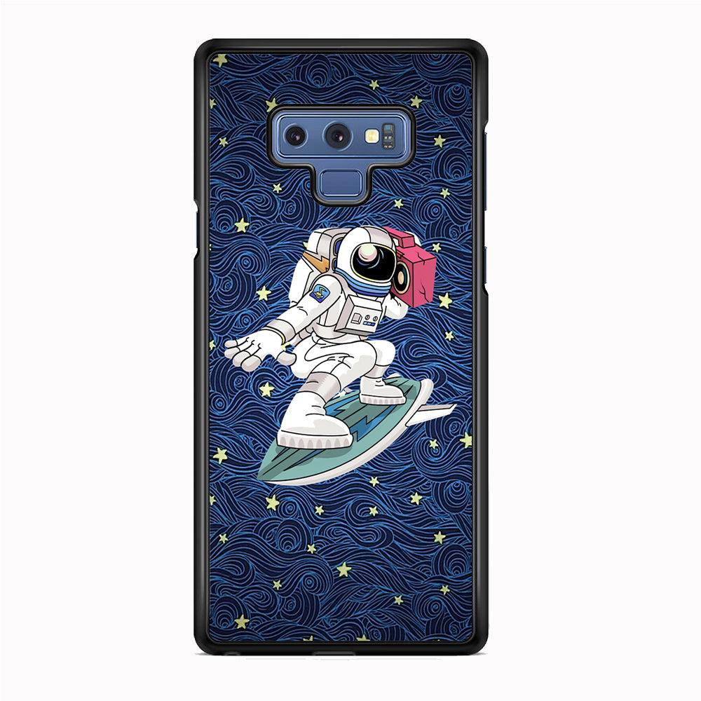 Astronauts Surf Between The Stars Samsung Galaxy Note 9 Case-Rubber Black (2D Case)-Oxvistore
