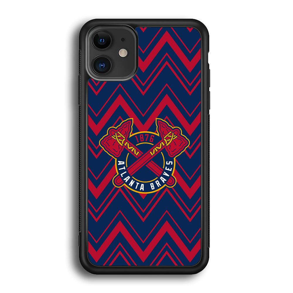 Atlanta Braves Double Power iPhone 12 Case-Rubber Black (2D Case)-Oxvistore