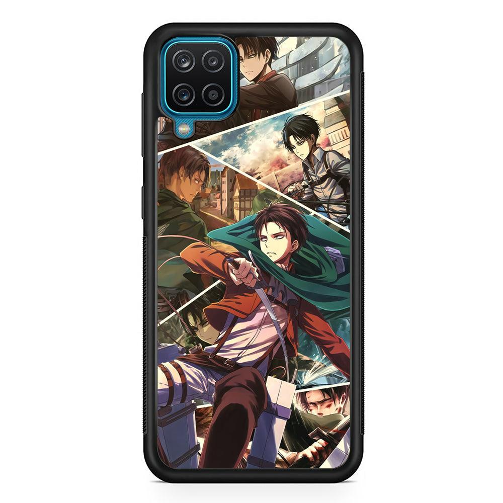 Attack on Titan Collage of Fighter Samsung Galaxy A12 Case-Rubber Black (2D Case)-Oxvistore