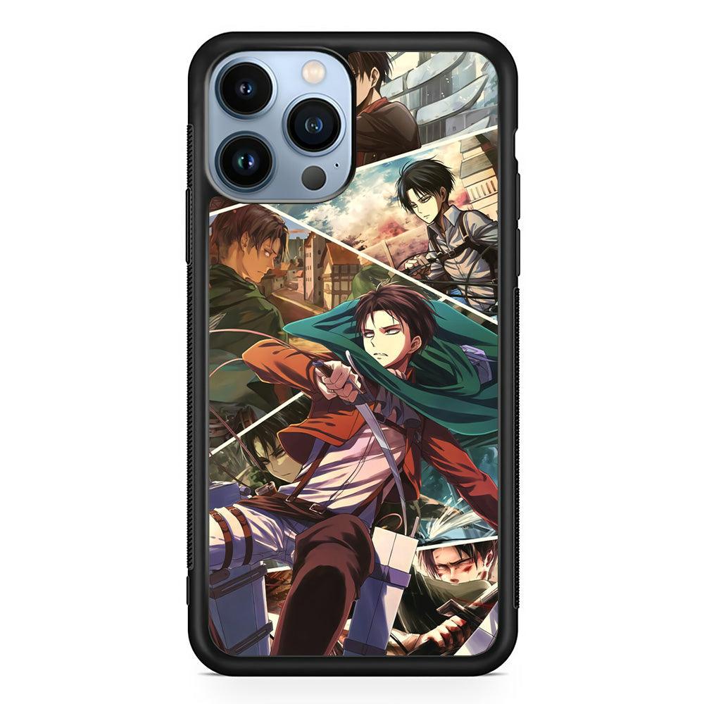 Attack on Titan Collage of Fighter iPhone 13 Pro Max Case-Rubber Black (2D Case)-Oxvistore