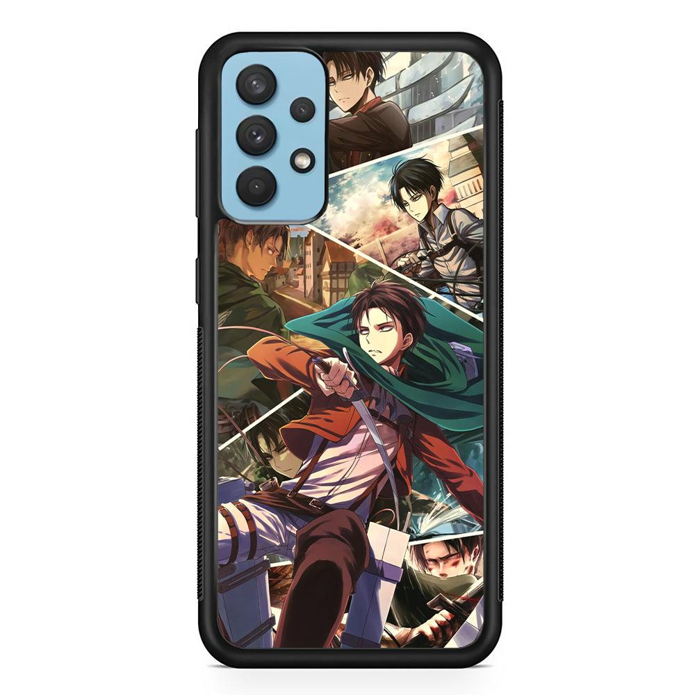 Attack on Titan Collage of Fighter Samsung Galaxy A32 Case-Rubber Black (2D Case)-Oxvistore