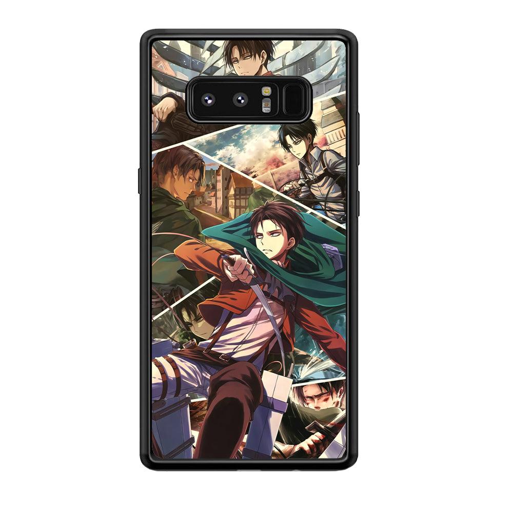 Attack on Titan Collage of Fighter Samsung Galaxy Note 8 Case-Rubber Black (2D Case)-Oxvistore