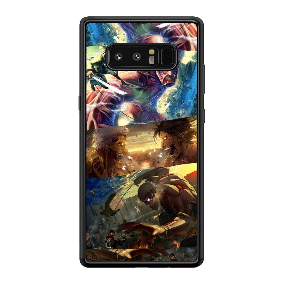 Attack on Titan Scene of Struggle Samsung Galaxy Note 8 Case-Rubber Black (2D Case)-Oxvistore