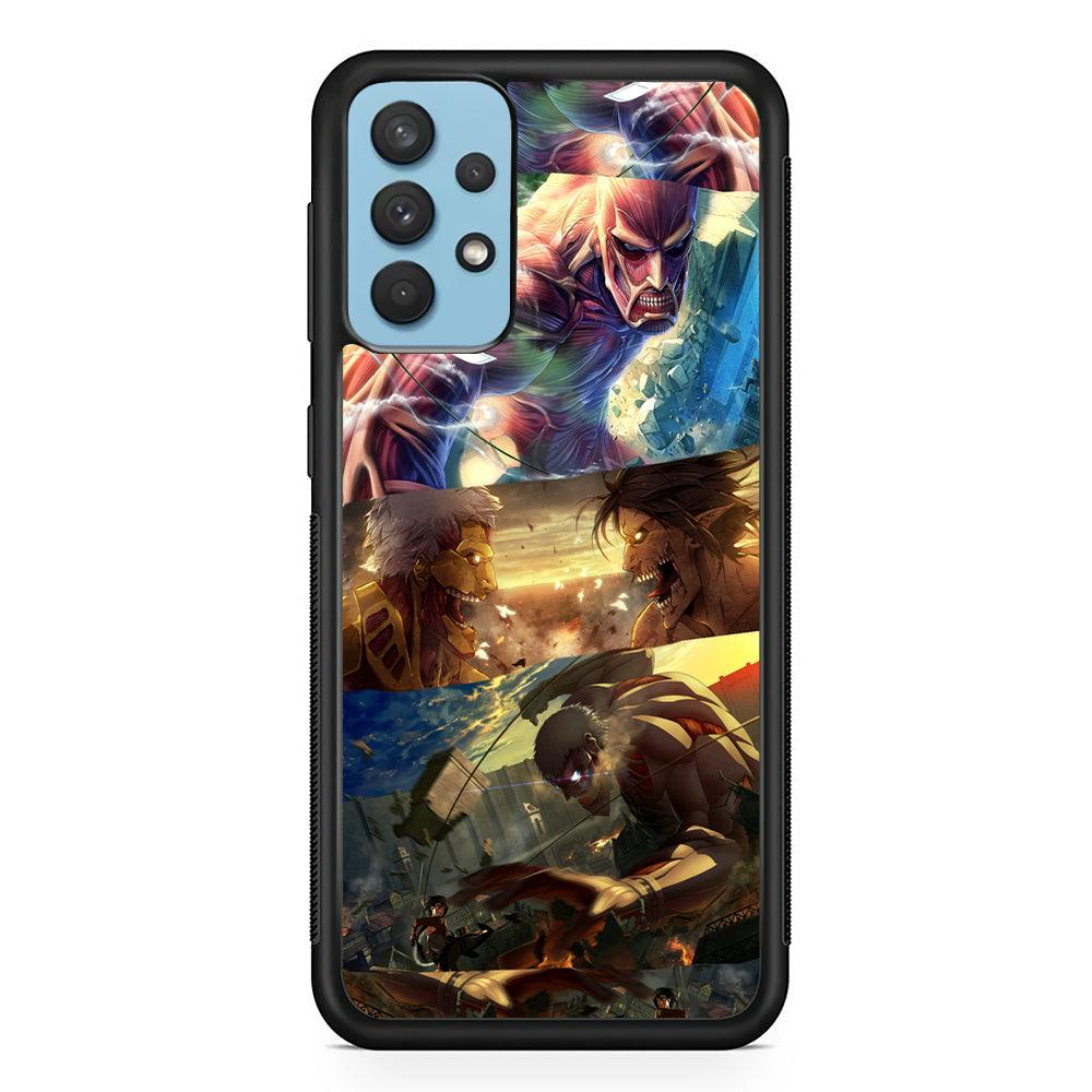 Attack on Titan Scene of Struggle Samsung Galaxy A32 Case-Rubber Black (2D Case)-Oxvistore