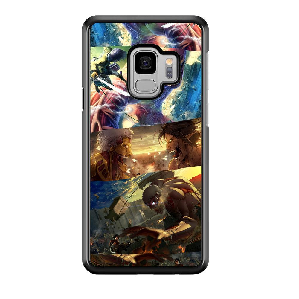 Attack on Titan Scene of Struggle Samsung Galaxy S9 Case-Rubber Black (2D Case)-Oxvistore