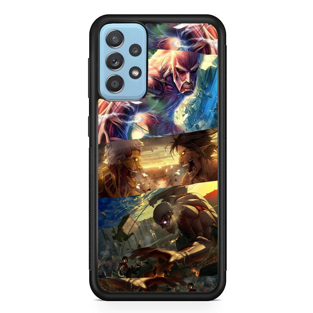 Attack on Titan Scene of Struggle Samsung Galaxy A52 Case-Rubber Black (2D Case)-Oxvistore
