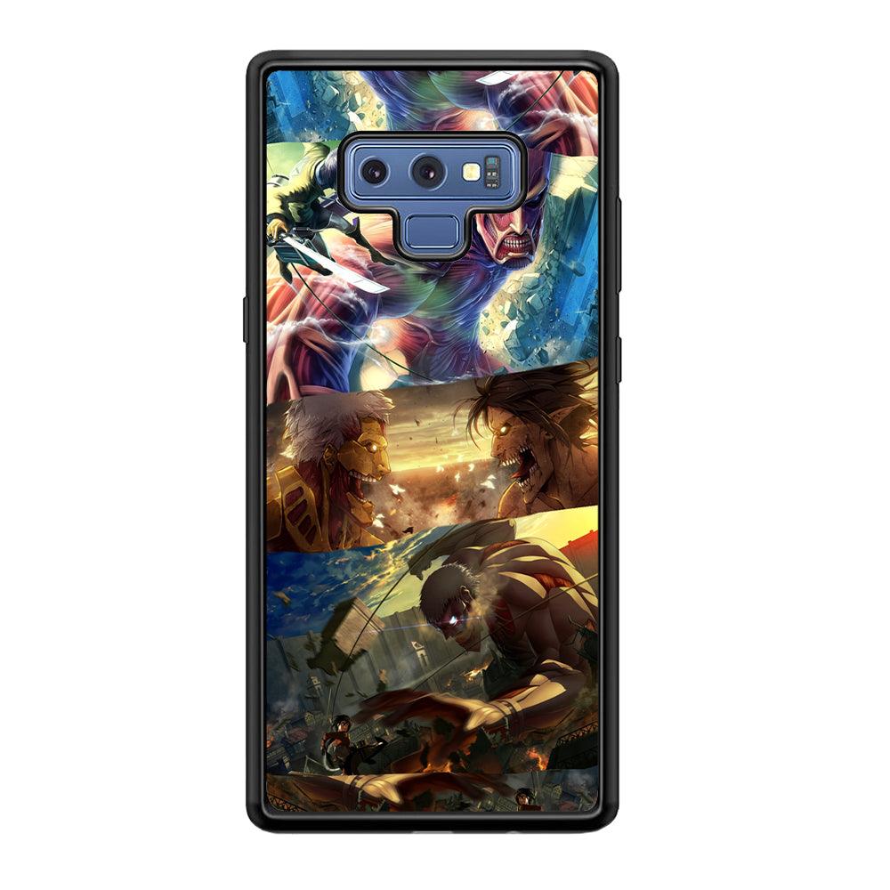 Attack on Titan Scene of Struggle Samsung Galaxy Note 9 Case-Rubber Black (2D Case)-Oxvistore