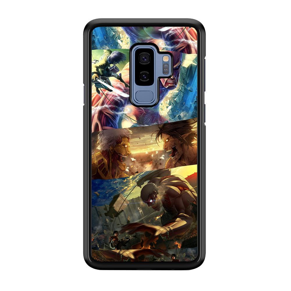 Attack on Titan Scene of Struggle Samsung Galaxy S9 Plus Case-Rubber Black (2D Case)-Oxvistore