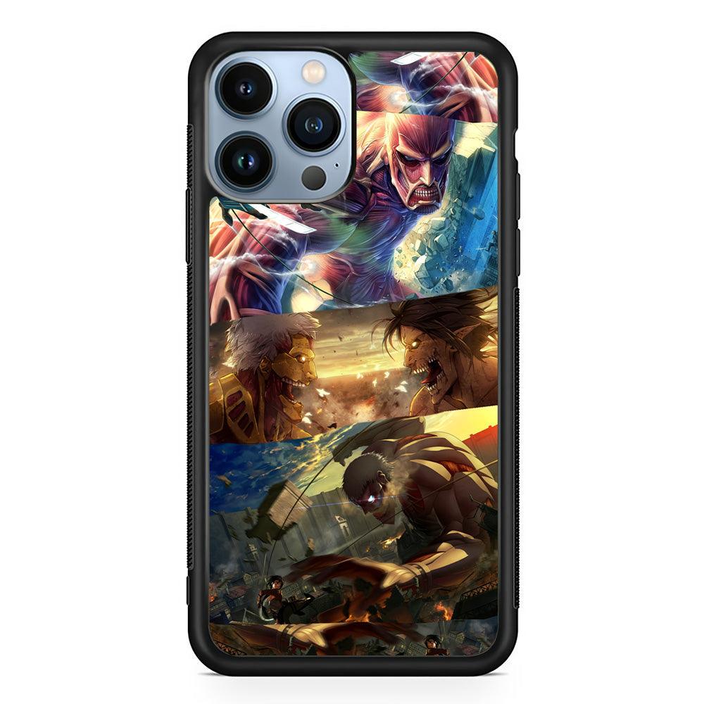 Attack on Titan Scene of Struggle iPhone 14 Pro Max Case-Rubber Black (2D Case)-Oxvistore