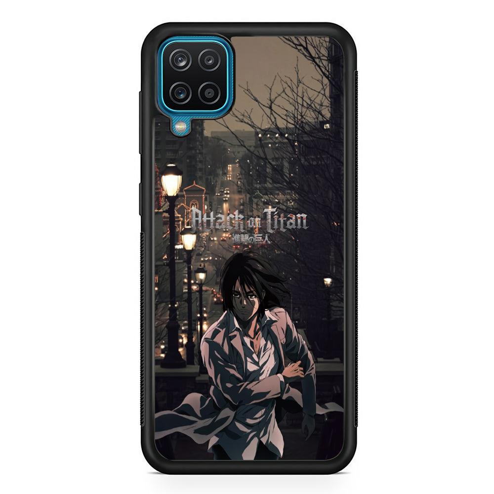 Attack on Titan Walked Home Samsung Galaxy A12 Case-Rubber Black (2D Case)-Oxvistore