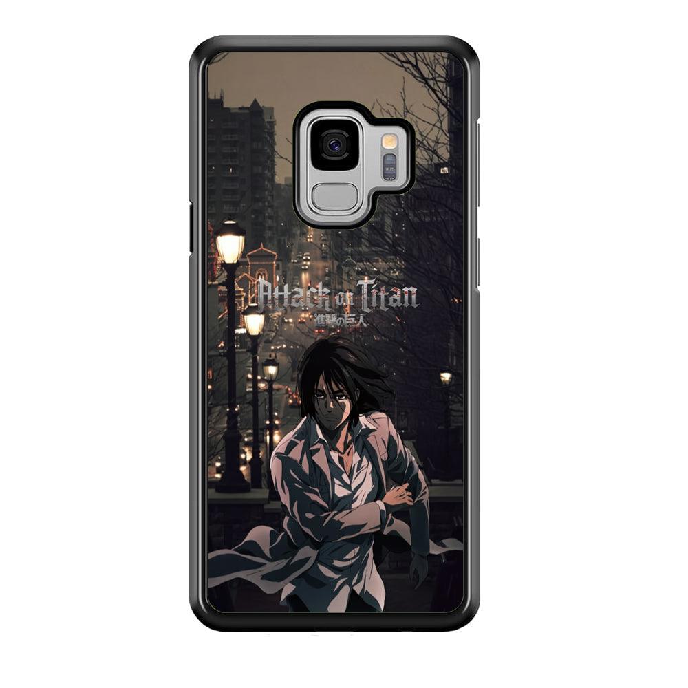 Attack on Titan Walked Home Samsung Galaxy S9 Case-Rubber Black (2D Case)-Oxvistore