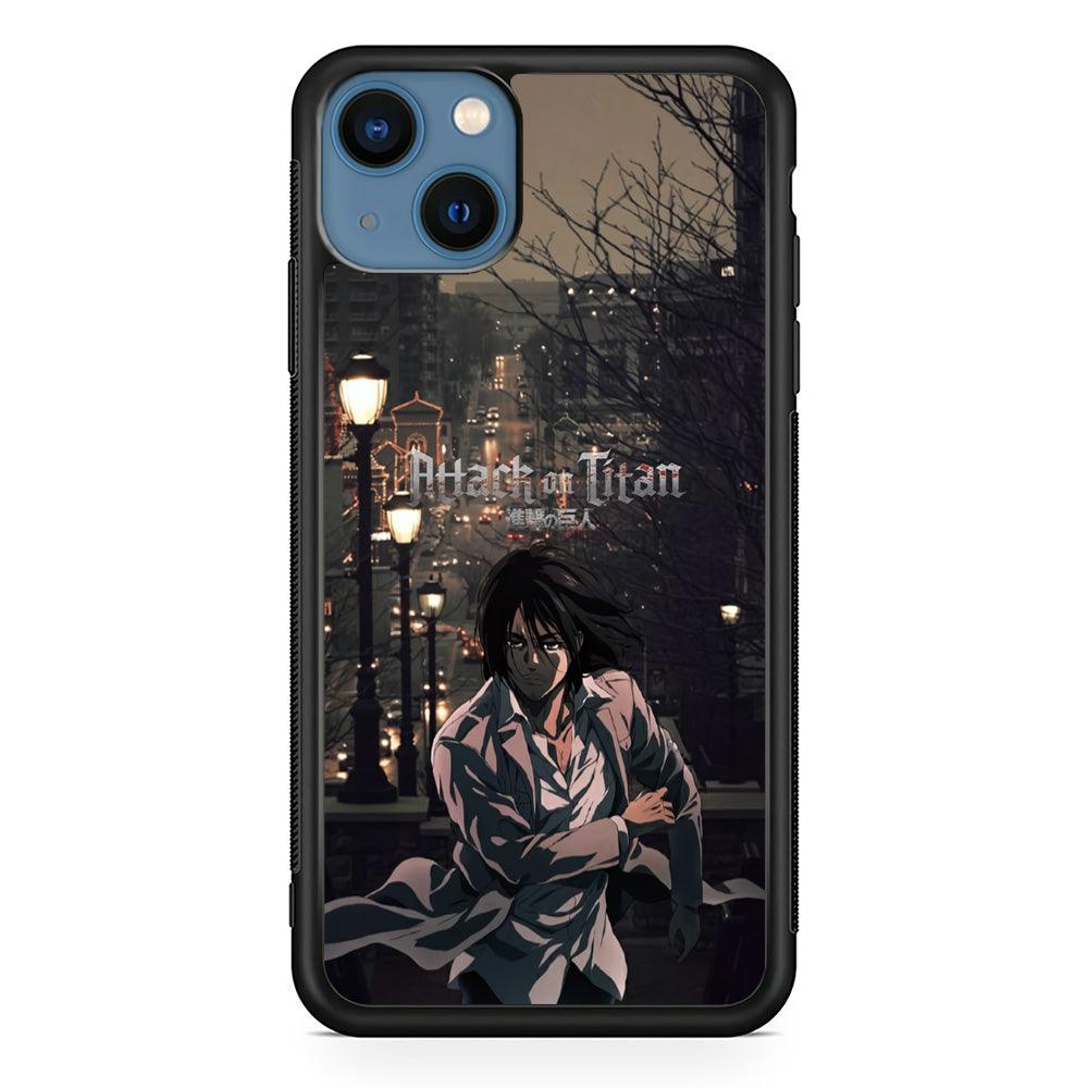 Attack on Titan Walked Home iPhone 13 Case-Rubber Black (2D Case)-Oxvistore
