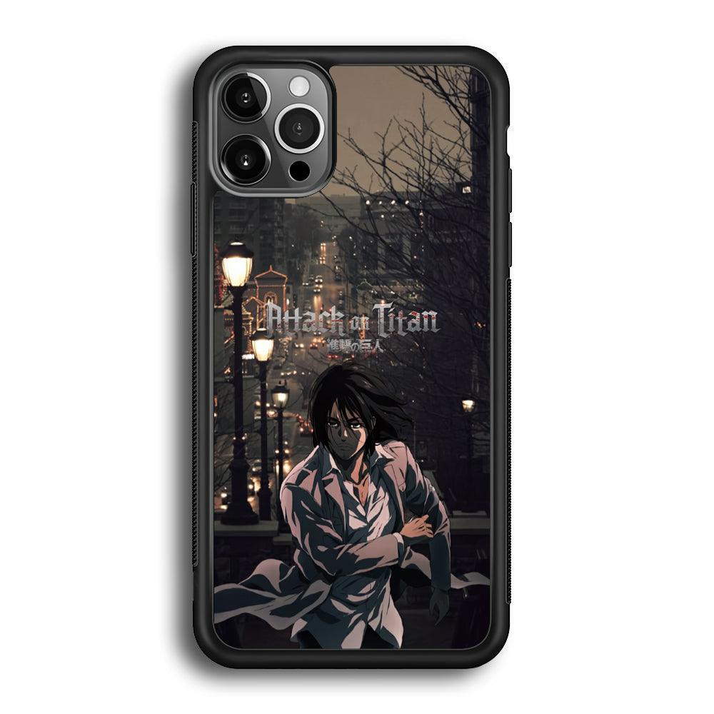 Attack on Titan Walked Home iPhone 12 Pro Max Case-Rubber Black (2D Case)-Oxvistore