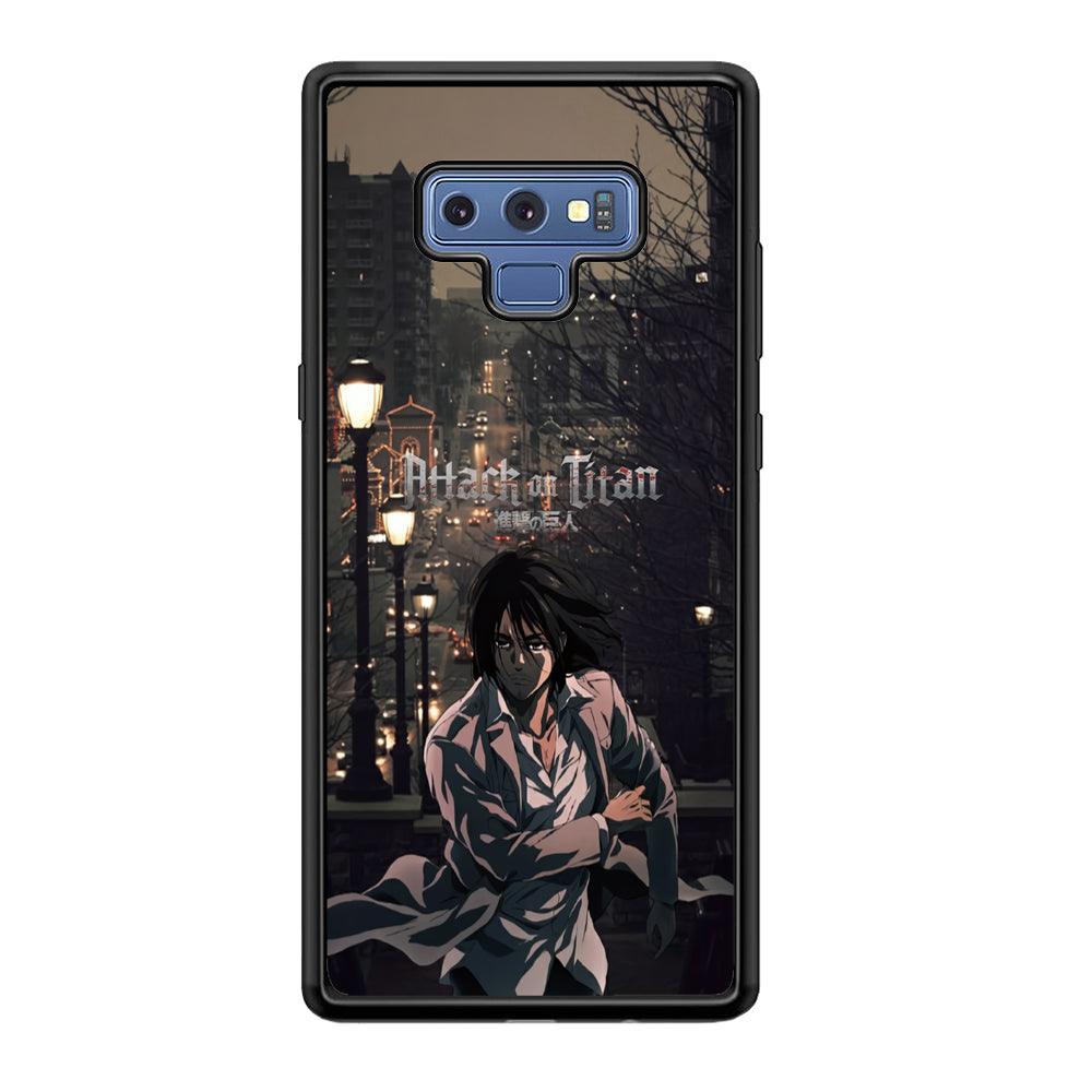 Attack on Titan Walked Home Samsung Galaxy Note 9 Case-Rubber Black (2D Case)-Oxvistore