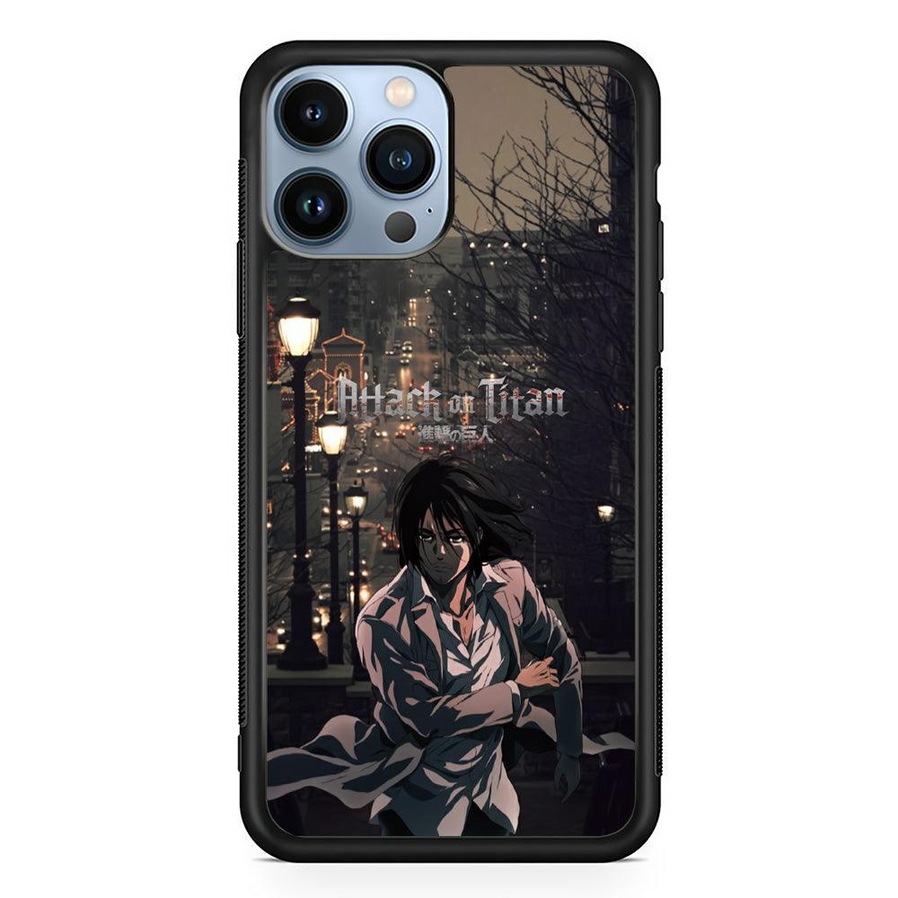 Attack on Titan Walked Home iPhone 14 Pro Max Case-Rubber Black (2D Case)-Oxvistore