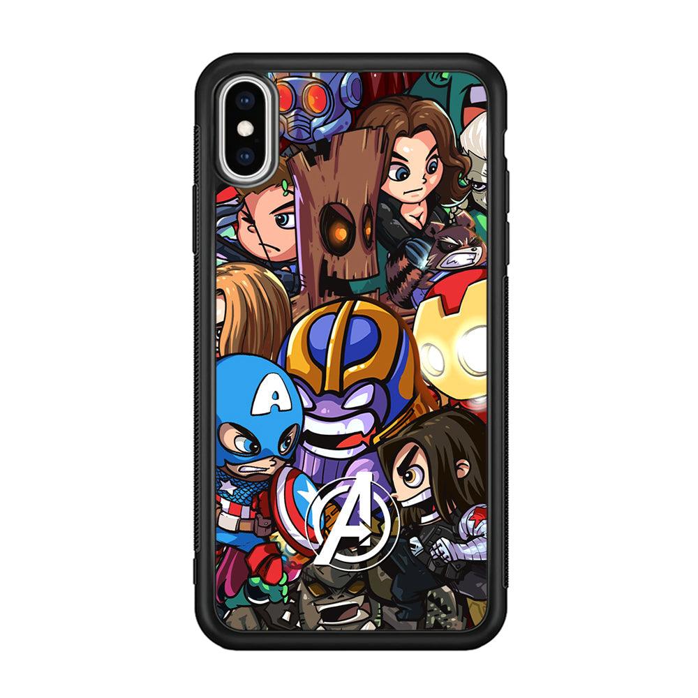 Avenger Cartoon Kid iPhone XS Case-Rubber Black (2D Case)-Oxvistore