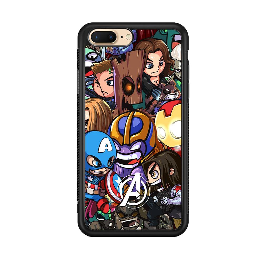 Avenger Cartoon Kid iPhone 8 Plus Case-Rubber Black (2D Case)-Oxvistore